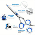 Safe and Precise Professional Pet Grooming Scissors with Round Head - Stainless Steel