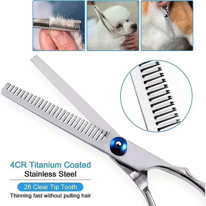 Safe and Precise Professional Pet Grooming Scissors with Round Head - Stainless Steel