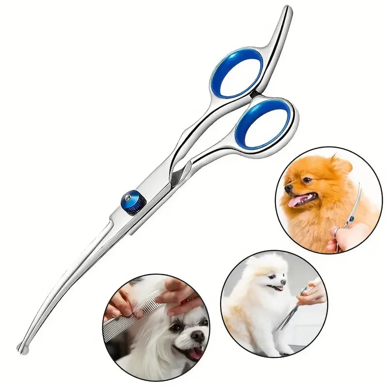 Safe and Precise Professional Pet Grooming Scissors with Round Head - Stainless Steel