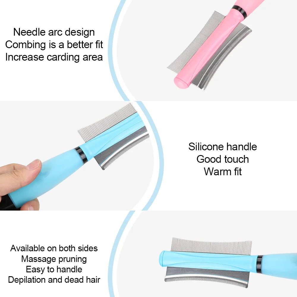 Double-Sided Grooming Tool Pet Hair (Brush For Long & Small Hair) and Hair Remover