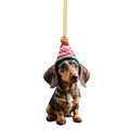 2D Flat Acrylic Funny Dachshund Decor Hanging Charm Pendant Christmas Gift New Year Creative Dog Car Interior Hanging Pendant