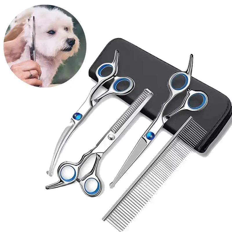 4pcs Pet Safe Scissors - Ambidextrous Stainless Steel Grooming Shears with Safe, Round Head for Precision Trimming