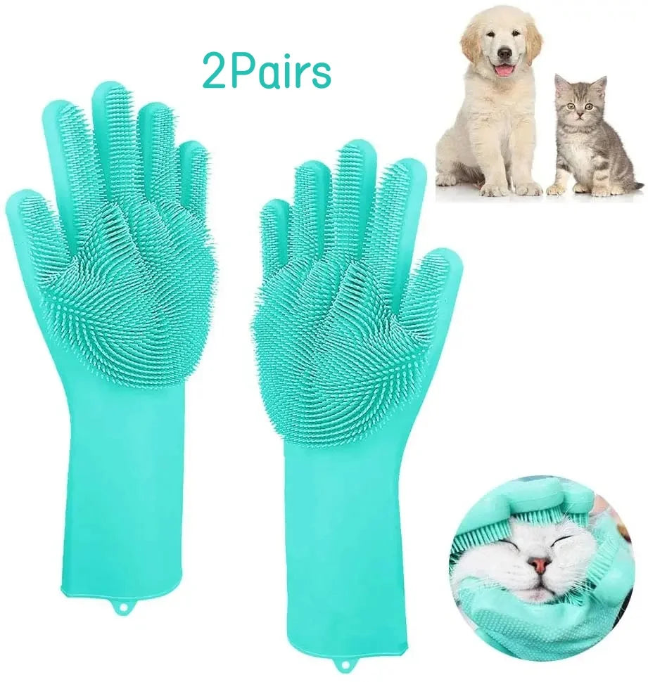 Pet Grooming Cleaning Gloves--Bathing Shampoo Glove Scrubber