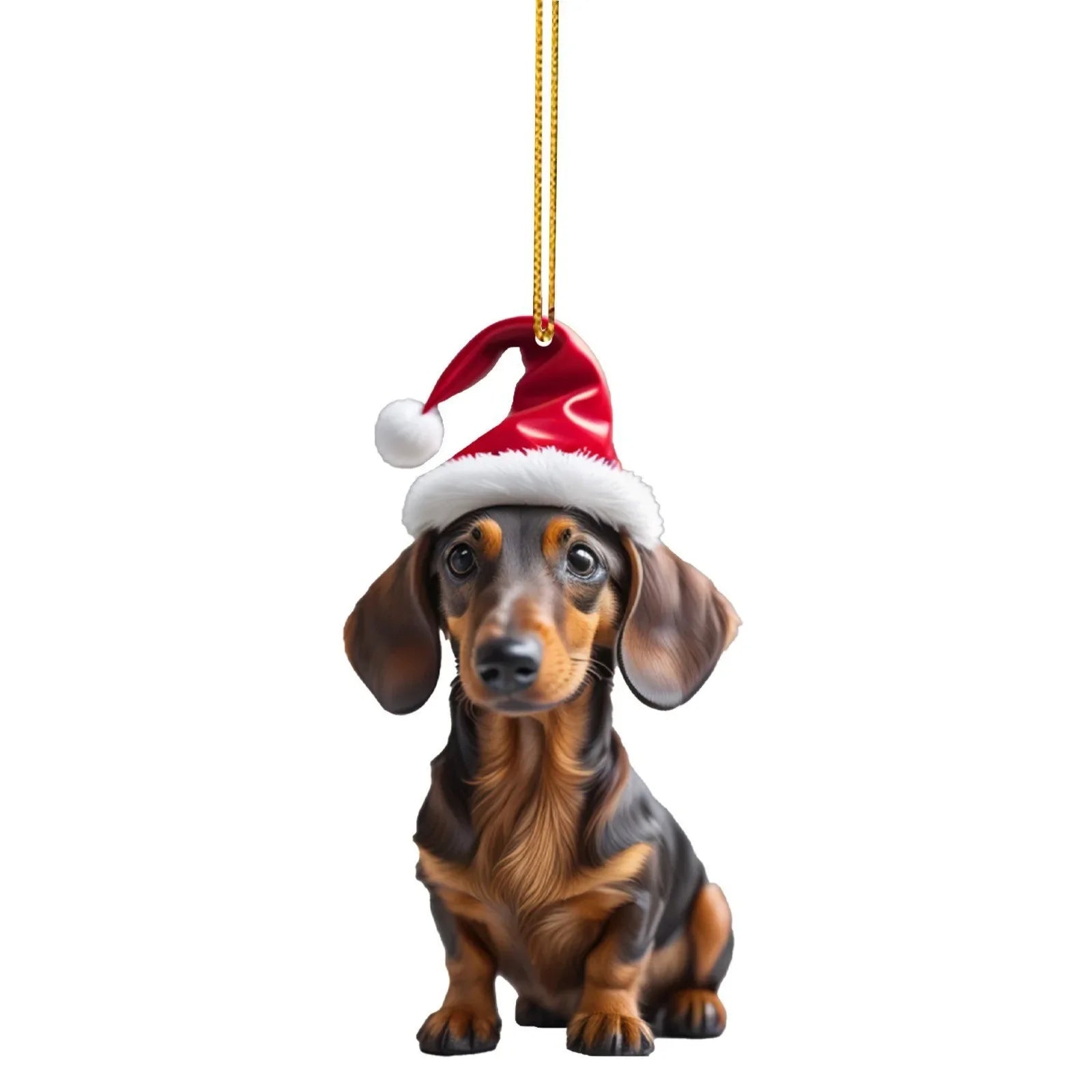 2D Flat Acrylic Funny Dachshund Decor Hanging Charm Pendant Christmas Gift New Year Creative Dog Car Interior Hanging Pendant