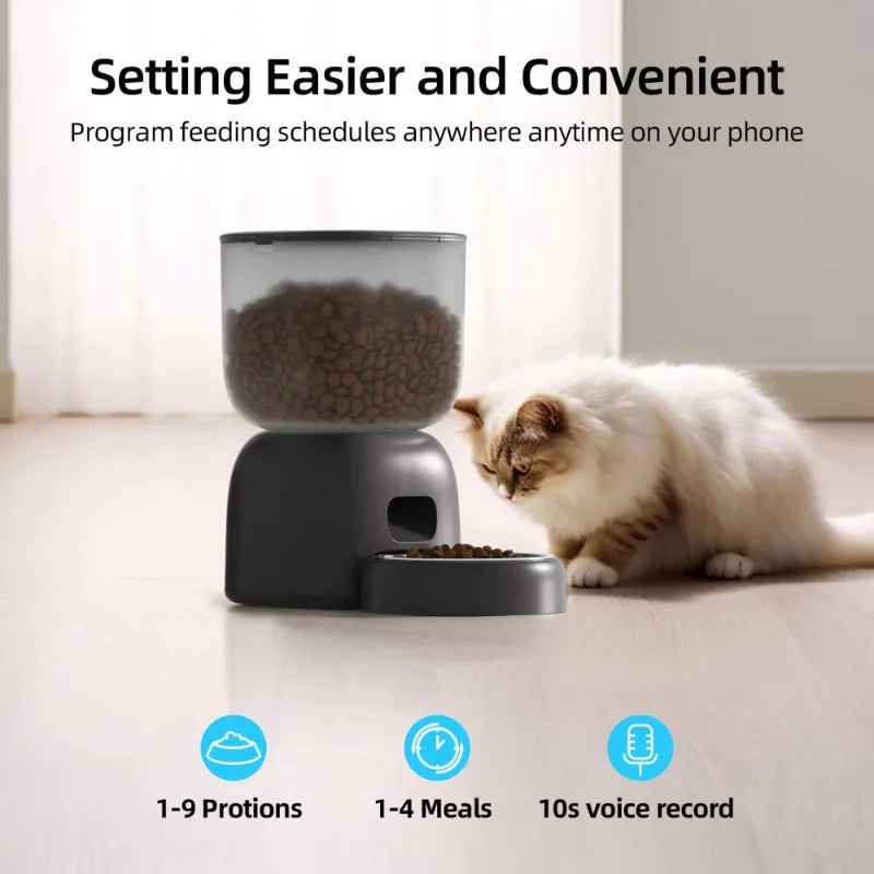 3L Self Feeding Pet Dog Feeder Timed 10S Voice Recorder Dual Power Supply Automatic Cat Food Dispenser